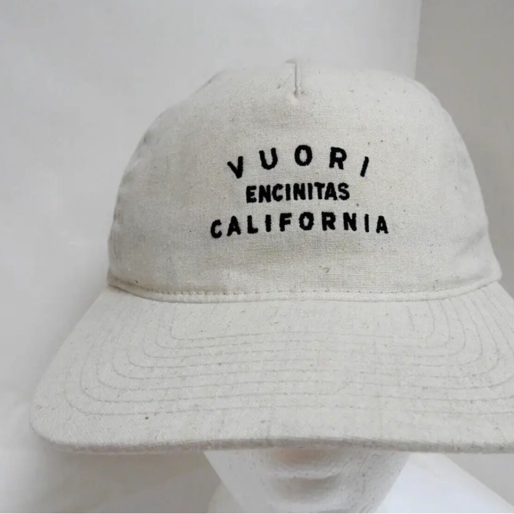 VUORI ENCINITAS CALIFORNIA Hemp Hat Natural Cream White Snapback
